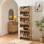 [en. casa] Pantofar înalt Sykkylven 169x60x24 cm cu 5 clapete, stejar Sonoma (88503918) Pantofar