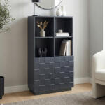 [en. casa] Comoda highboard gri închis cu 2 usi si rafturi, 118x64x30 cm (90354373) Comoda