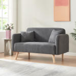 [en. casa] Canapea 2 locuri Midt, gri, din cord, cu 2 perne, 132x70x80, 5 cm (90433296) Canapea