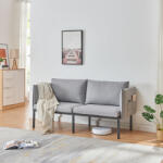 [en. casa] Canapea 2 locuri Kamar gri, cu buzunare laterale, 158x63 cm (88640754) Canapea