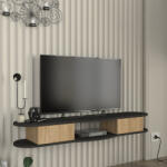 [en. casa] Comoda TV suspendata Nyskiri 150x35x19 cm antracit si stejar (88933684)