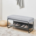 [en. casa] Bancheta pentru pantofi Lillehammer 90x37x42 cm, gri, cu sezut tapitat (87130487)