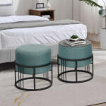 [en. casa] Set 2 taburete rotunde cu functie masa, verde, design modern (88506726)