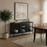 [en. casa] Comoda vitrina Vinterhavn din otel, 3 usi, 80x150x40 cm, negru (89540109)