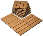  10 darabos Teno® teraszlap készlet, fa mozaik, tartós, egymásba illeszthető, PVC, 30 x 30 cm, sárga
