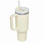 Newalor Set 2 x Cana Termica din Inox cu Paie, Perete Dublu, 1183 ml, Crem, Newalor (RAM-2xMRK-NW17Crem)