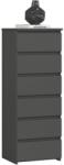 Brius Comoda 6 sertare pal laminat glisiere metalice, 40x35x109 cm, depozitare generoasa, gri (AK-52851061) Comoda