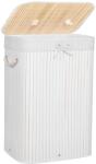 Brius Cos de rufe cu capac, din bambus cu sac textil detasabil, 72 litri, 40x28x60 cm, alb (HA-0075)