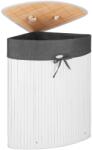 Brius Cos rufe triunghiular colt bambus capac sac textil 60l, 55x35x60 cm, economisire spatiu, alb gri (HA-0158)