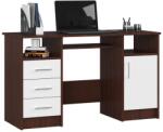Brius Birou computer pal 3 sertare si dulap, 124x52x74 cm, polita tastatura, maro wenge si alb (AK-26929956-2/2)