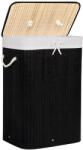 Brius Cos de rufe cu capac, din bambus cu sac textil detasabil, 72 litri, 40x30x60 cm, negru (HA-0077)
