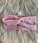  Pamut csavart rugalmas fejpánt - Rózsaszín szíves szívek