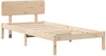 vidaXL Ágykeret fejtámlával Természetes 90 x 200 cm Tömör fenyőfa (872122 VidaXL) (872122 VidaXL)