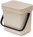 Brabantia Sort & Go konyhai szemetes felnyitható fedéllel, fogantyúval szelektív és komposzt gyűjtéséhez, 3L - A méret, világos bézs - 251689 (251689)
