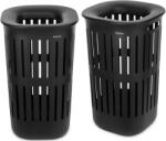 Brabantia Collect-It Laundry Basket Set of 2, magasított szennyestartó kosár szett levehető Quick-Drop fedővel, 2db-os, 55L, szellőző test, újrahasznosított műanyag, fekete - 247842 (247842)