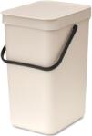 Brabantia Sort & Go konyhai szemetes felnyitható fedéllel, fogantyúval szelektív és komposzt gyűjtéséhez, 12L - C méret, világos bézs - 251726 (251726)