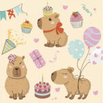  Happy Birthday Capybaras szalvéta 20 db-os 33x33 cm (PKK772688)
