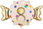  Fólia lufi Szám 8, bézs-arany, 61x37 cm, szívószállal (FB387-8)