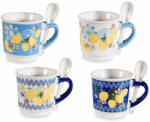 Decorer Set 4 cani, 4 lingurite portelan multicolor 6x6 cm, 90 ml (A72.13.06A)