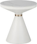 PAKOWORLD Masuta laterala Coozlin marmura alba piatra sinterizata si metal, alb-auriu, D50x50 cm (029-000279) Masa de cafea