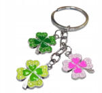 Dodaco Breloc metalic trifoi norocos 3 pandantive, accesoriu chei, amuleta noroc, multicolor, 11 cm