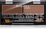 Rimmel Brow This Way paletta a szemöldök sminkeléséhez árnyalat 002 Medium Brown 1, 3 g