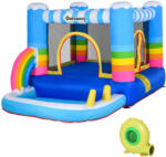 Outsunny Castel Gonflabil pentru Copii cu Trambulina si Piscina, Pompa Electrica Inclusa 290x200x155cm, Multicolor Joc
