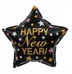 PartyPal Fólia lufi Happy New Year fekete 45cm Szilveszter Dekoráció
