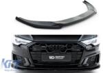  Maxton Design version 1 spoiler suitable for front S6, S-Line bumper of Audi A6 C8 sedan, Avant after 2019, black lacquer (ABAUSX6008158)