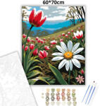  Tavaszi tulipános domb - számfestő készlet - 60×70 cm (Keretre feszítve)
