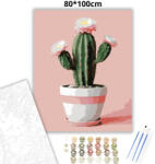  Cserepes kaktuszvirág - számfestő készlet - 80×100 cm (Keretre feszítve)