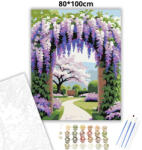  Tavaszi lilaakácos boltív - számfestő készlet - 80×100 cm (Keretre feszítve)