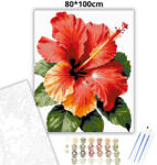  Trópusi hibiszkusz - számfestő készlet - 80×100 cm (Keret nélkül)