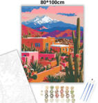  Aranyló vályogházak - számfestő készlet - 80×100 cm (Keret nélkül)