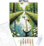  Hattyúpár a csatornán - számfestő készlet - 60×70 cm (Keretre feszítve)