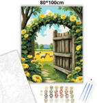  Vadvirágos kapu - számfestő készlet - 80×100 cm (Keretre feszítve)