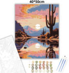  Békés kaktusz tükröződése - számfestő készlet