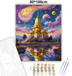  Misztikus templomtükör - számfestő készlet - 80×100 cm (Keretre feszítve)