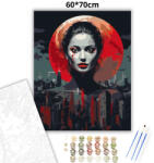  Drámai vörös holdfény - számfestő készlet - 60×70 cm (Keret nélkül)