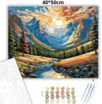  Mozaikfényű napfelkelte - számfestő készlet - 40×50 cm (Keretre feszítve)