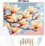  Aranyló magnólia szirmok - számfestő készlet - 80×100 cm (Keret nélkül)