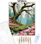  Virágzó ciklámenek - számfestő készlet - 50×60 cm (Keretre feszítve)