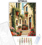  Mediterrán sikátor - számfestő készlet - 50×60 cm (Keretre feszítve)