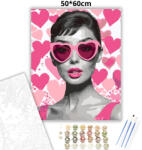  Rózsaszín szemüvegben - számfestő készlet - 50×60 cm (Keretre feszítve)