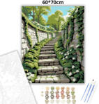  Tavaszi kőlépcső csendje - számfestő készlet - 60×70 cm (Keretre feszítve)