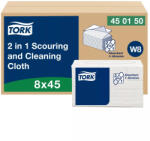 Tork 2 in 1 súroló- és tisztítókendő 45db (Karton - 8 csomag) (450150)