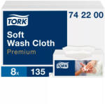 Tork Soft eldobható mosdatókendő - hófehér, 30x32cm, 135 lap (Karton - 8 csomag) (742200)