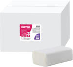 SOVIO V hajtogatott kéztörlő - 2 rétegű, hófehér, 150 lap (Karton - 20 csomag) (PP20869)
