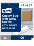 Tork Barna evőeszköztartó Fehér szalvétával - 2 rétegű, zsebes, 100db (Karton - 5 csg) (474637)