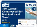 Tork Xpress® tömörített multifold hajtogatott kéztörlő - 2 rétegű, hófehér, 225 lap (Karton - 12 csomag) (100889)